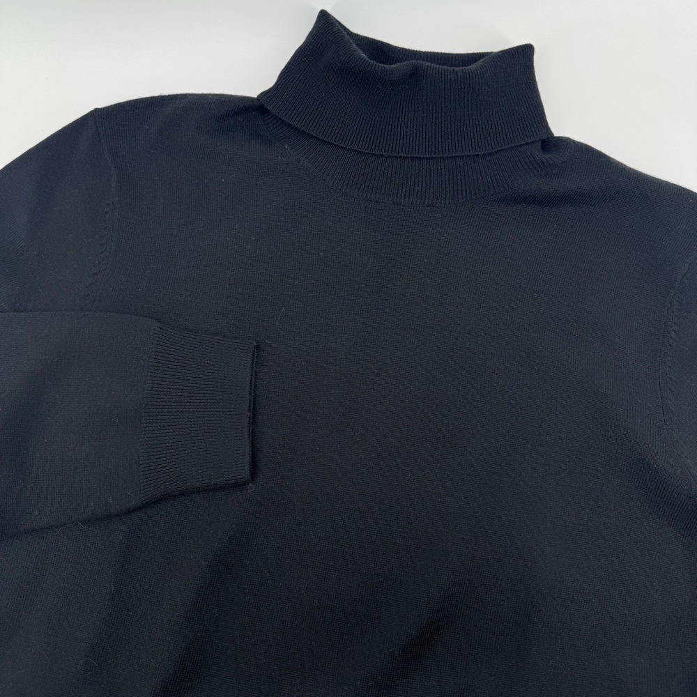 Jos A Bank Traveler Black 100% Merino Wool Lightweight Turtleneck Sweater XLT